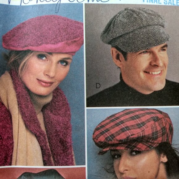 Vintage Hat Sewing Pattern Beret Newsboy Fisherman Driving Caps McCall's 3835 UC - Picture 3 of 11